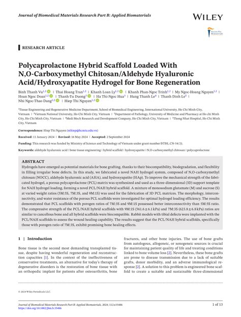 Polycaprolactone Hybrid Scaffold Loaded With N OCarboxymethyl Chitosan