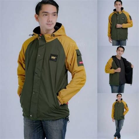 Jual Jaket Parasut Parka Reglan Hijau Kuning Jaket Taslan Pria