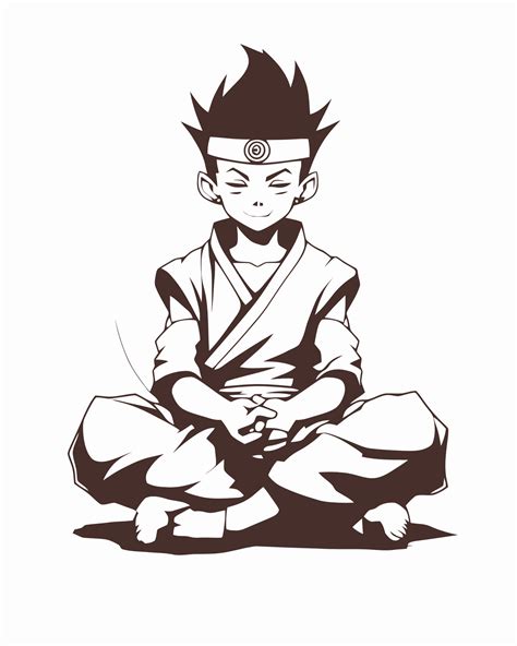 anime boy sitting in meditation 27506682 Vector Art at Vecteezy