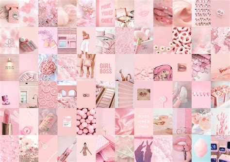 Blush Pink Wall Collage Kit Light Pink Aesthetic Photo Etsy