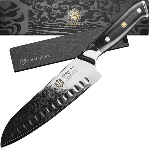 KESSAKU Cuchillo Santoku De 7 Pulgadas Serie Damascus Dynasty Acero