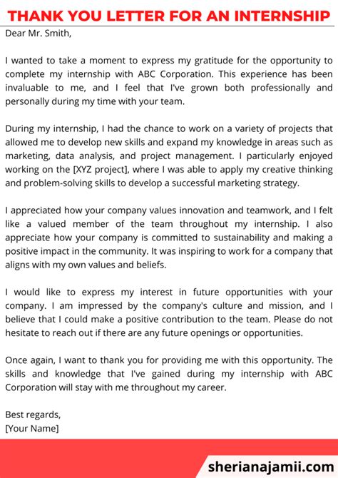 Thank You Letter For An Internship 2025 Guide Free Sample Sheria