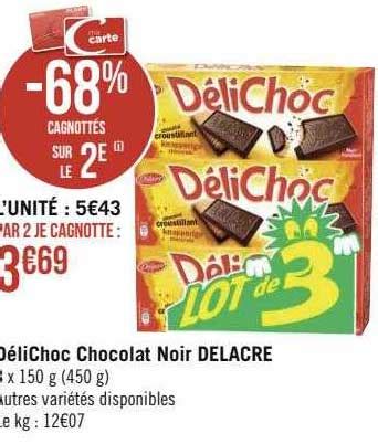 Offre Délichoc Chocolat Noir Delacre chez Geant