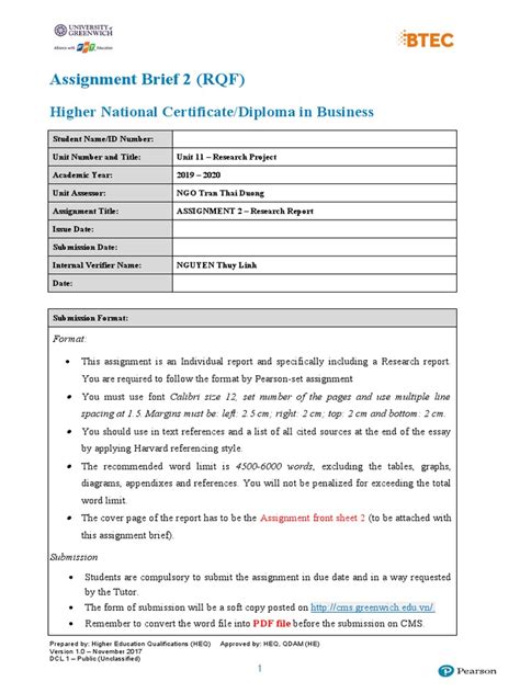 Assignment Brief 2 Rqf Higher National Certificatediploma In