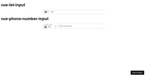 Vue Phone Number Input Examples Codesandbox