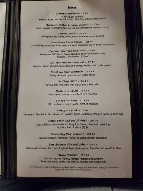 Menu At River City Grill Restaurant Punta Gorda