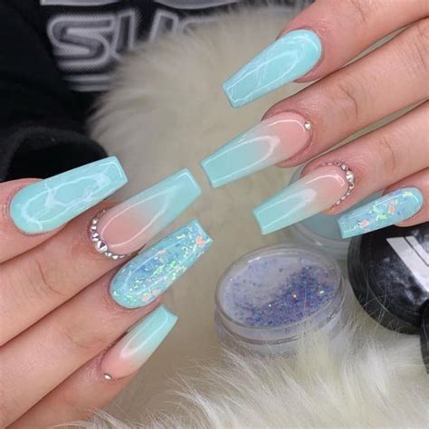 90 Long Acrylic Nails Design Ideas June 2020 Blue Acrylic Nails Long