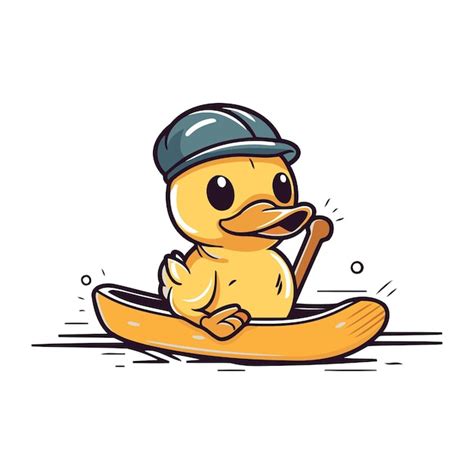 Premium Vector Cute Yellow Rubber Duck In A Kayak Vector Illustration