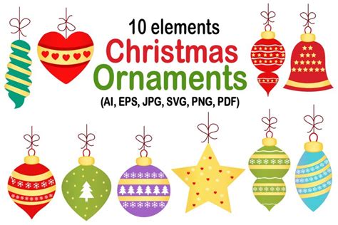 Christmas Ornaments Clipart Bundle 10 Elements