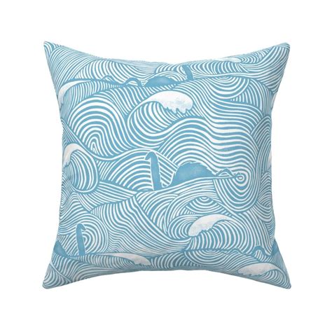 Inked Nessie Loch Ness Monster Sky Blue Fabric Spoonflower