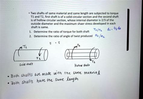 Two Shafts Of Same Material And Same Length Are Subjected To Torque T1