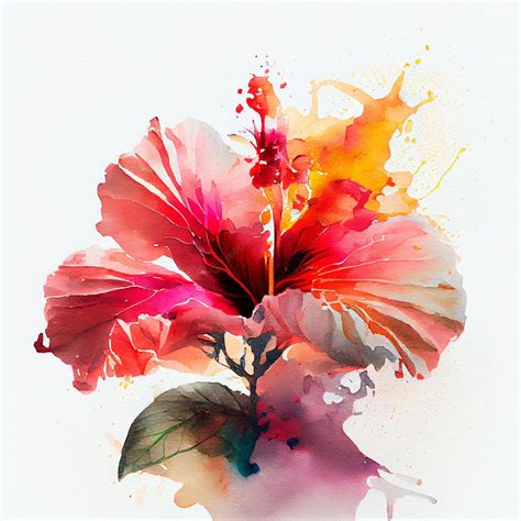 Premium Photo Abstract Double Exposure Watercolor Hibiscus Flower