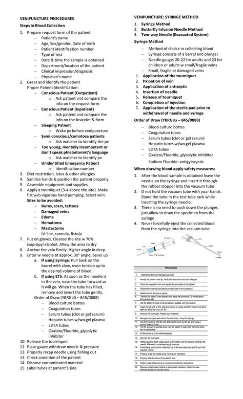 PMLS2 Venipuncture Procedures, Syringe Method, Pre Collection Phase