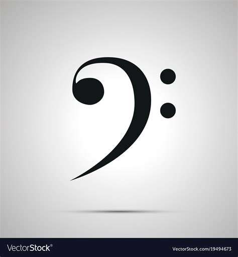 Bass Clef Silhouette Simple Black Icon Royalty Free Vector