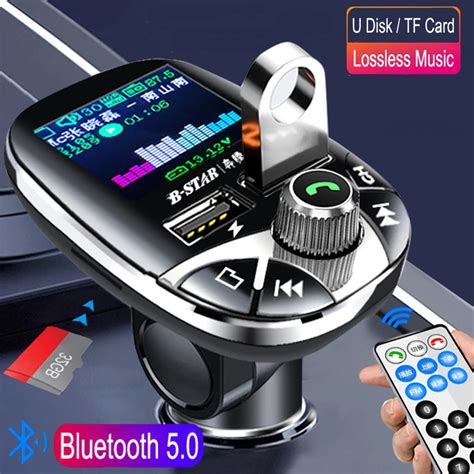 JINSERTA Car Bluetooth5 0 FM Transmitter Modulator Color Screen Hands