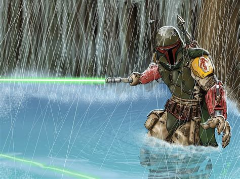 Star Wars Sci Fi Lightsaber Boba Fett Bounty Hunter Hd Wallpaper