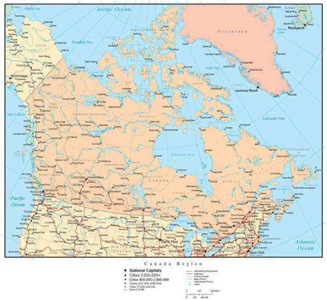 Canada Region Map With Countries Canadian Provinces Capitals Cities