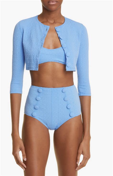 Madison LeCroy S Blue Button Front Bikini Set