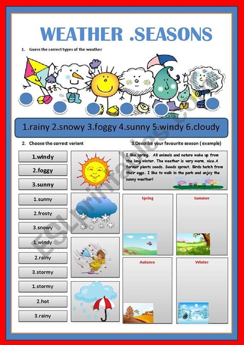 WEATHER SEASONS ESL Worksheet By Myemma