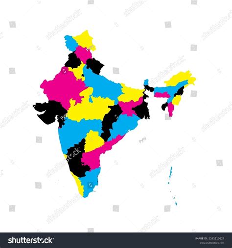 India Political Map Administrative Divisions States Stock Vector ...