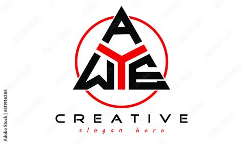 Wae Three Letter Creative Triangle Shape In Circle Logo Design Vector