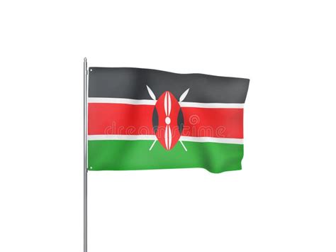 Flag Kenyan Pole Waving Stock Illustrations Flag Kenyan Pole