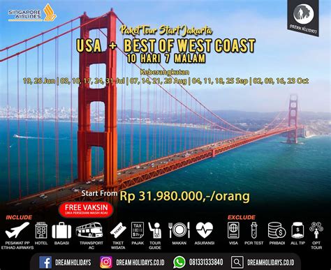 Paket Tour Amerika Best of West Coast 10 Hari Start Jakarta | Dream ...