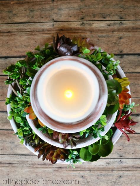 Tiered Clay Pot Centerpiece At The Picket Fence