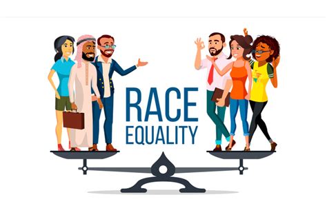 Race Equality Vector Standing On Scales Equal Opportunity Rights