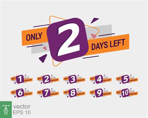 Number 1 2 3 4 5 6 7 8 9 10 Of Days Left To Go Collection Badges Sale Promotional