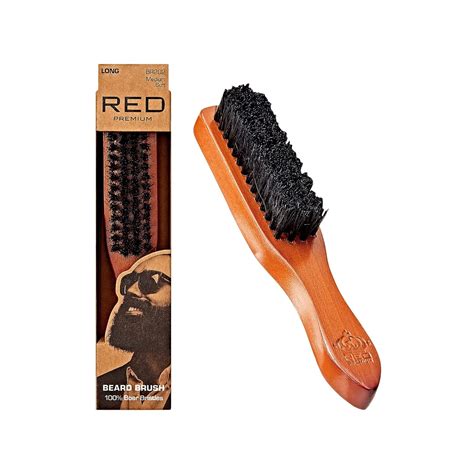 Red By Kiss Beard Brush With 100 Natural Boar Bristles