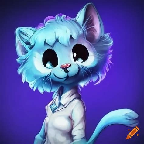 Nicole Watterson Blue Furred Anthropomorphic Female Cat Cartoon Furry Art Fursona Cat With