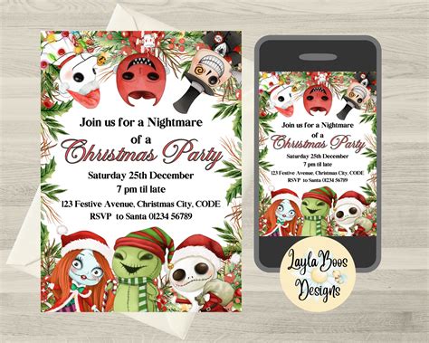 Nightmare Before Christmas Invitation Festive Nightmare Before