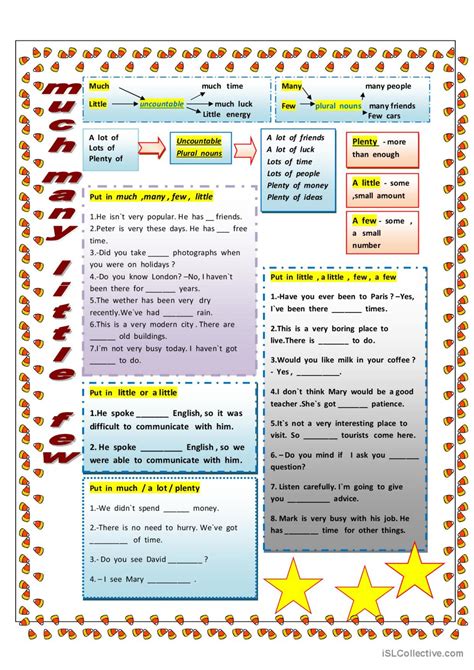 Many Much Few Little Français Fle Fiches Pedagogiques Pdf And Doc