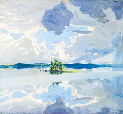 Paintings Reproductions Clouds Above A Lake By Akseli Gallen