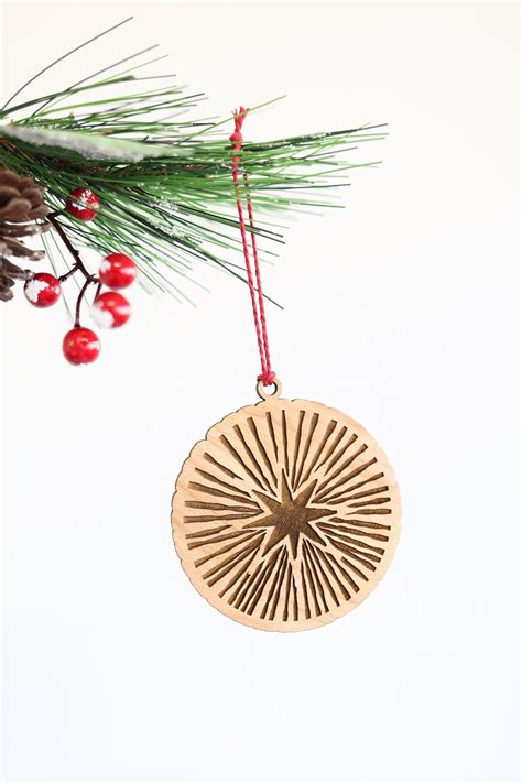 Starlight Circle Christmas Ornament Christmas Star Wooden Ornament