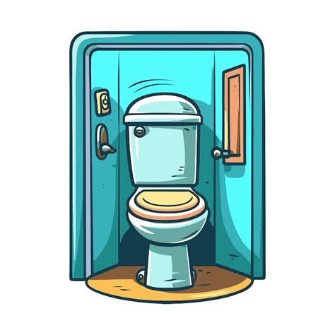 Cartoon Toilet Vector Sticker Clipart Cartoon Illustration Off