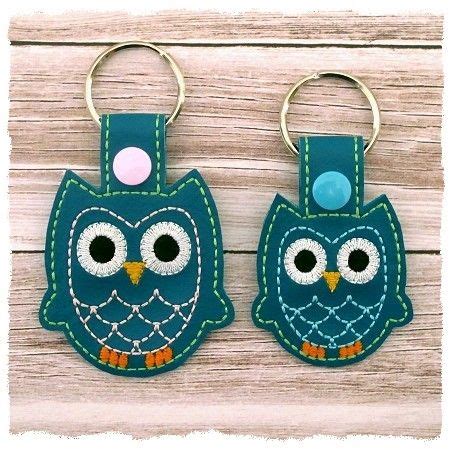 Owl Snap Tab Key Fob In The Hoop Key Fob Embroidery Design Machine