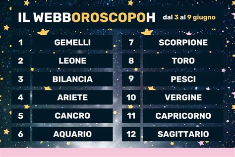 Oroscopo Di Webboh Settimana Dal Al Giugno