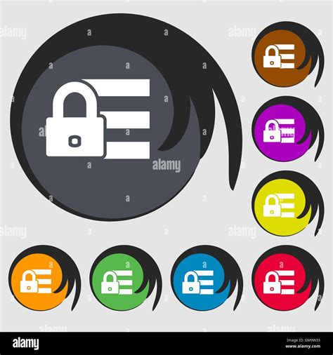 Bloqueo icono login sign Símbolos de ocho botones de colores Vector