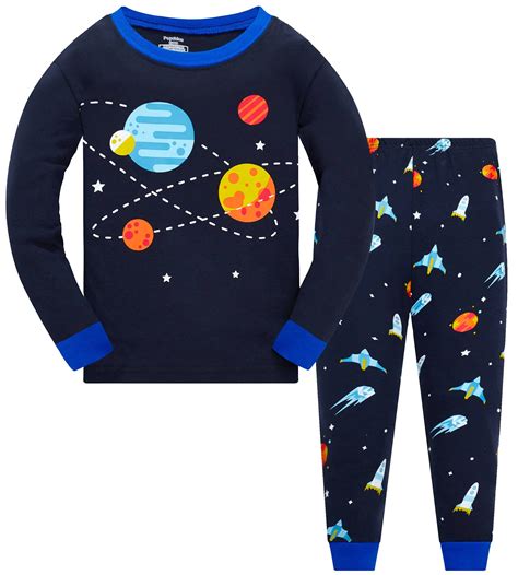 Popshion Little Boys Pajamas Toddler Kids 100 Cotton Space Planet 2