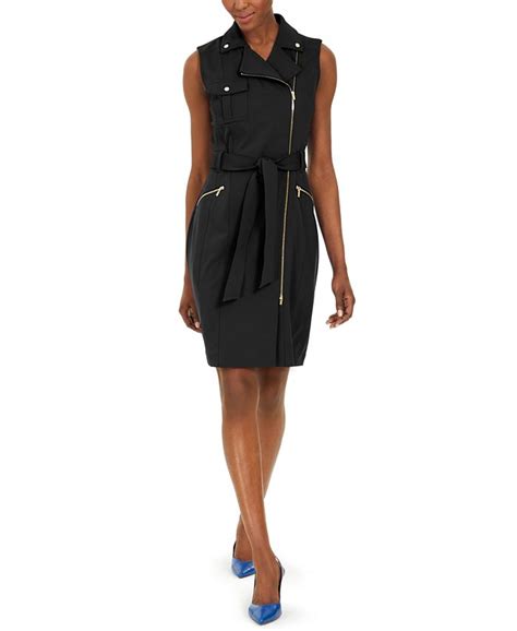 Calvin Klein Zip Front Belted Dress Macys