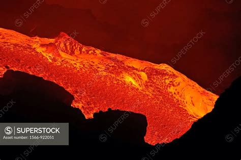 River Of Molten Lava Flowing To The Sea At Sunrise Kilauea Volcano