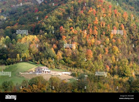 Autumn Fall Colors In The Country Side Of Le Marche Sibillini Mountains