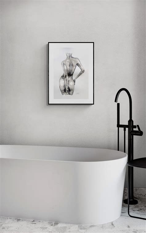 Naked Body Ink Drawing Naked Woman Body Art Above Bed Art Etsy Canada