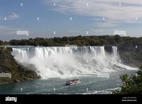 American Falls With Tourist Boat Niagara Falls Centre Niagara Falls