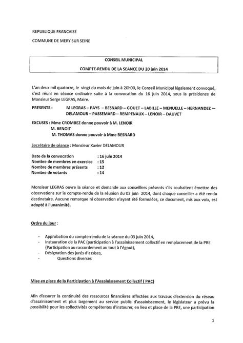 Compte Rendu Du Conseil Municipal Du Juin Pdf Fichier Pdf