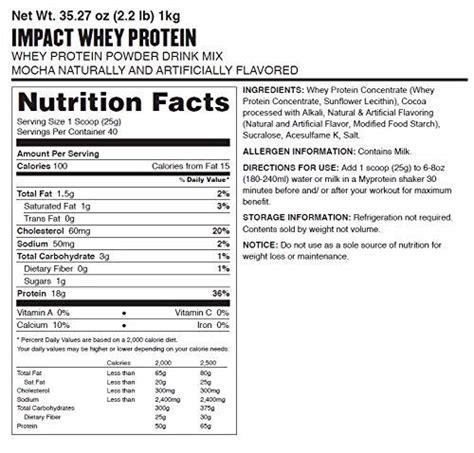 Myprotein Impact Whey Protein Powder Mocha Lb Servings For