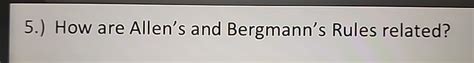 Solved 5.) ﻿How are Allen's and Bergmann's Rules related? | Chegg.com