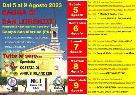 Sagra Di San Lorenzo A Campo San Martino Dal 5 Al 9 Agosto 2023